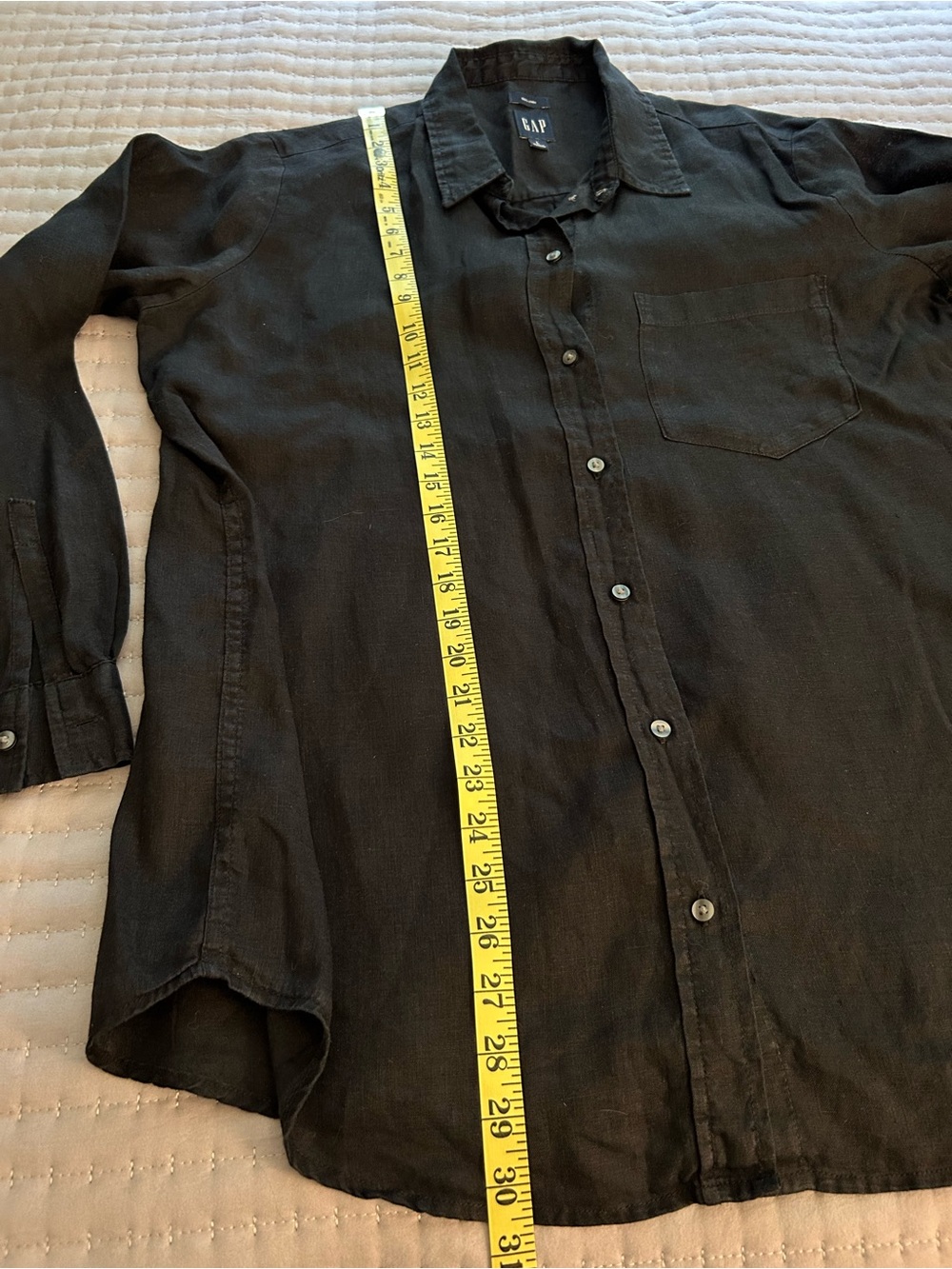 Women's GAP Black Long Sleeved Linen Shirt Size Large - Picture 6 of 7